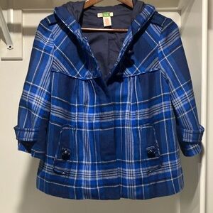 Anthropologie Cropped Blue Plaid Jacket